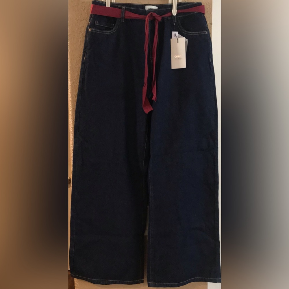 ONLY Blue Denim Women Wide-Leg Denim Jeans, Size 30.